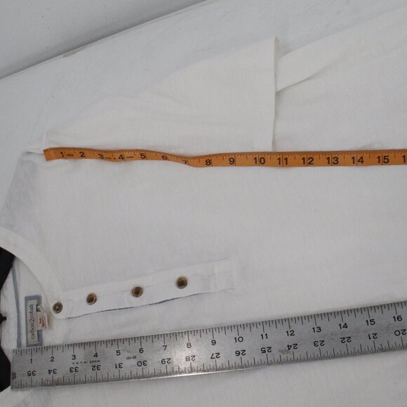 Carbon 2 Cobalt Henley Shirt Mens Large white Short Sleeve Casual cool summer - Picture 8 of 12